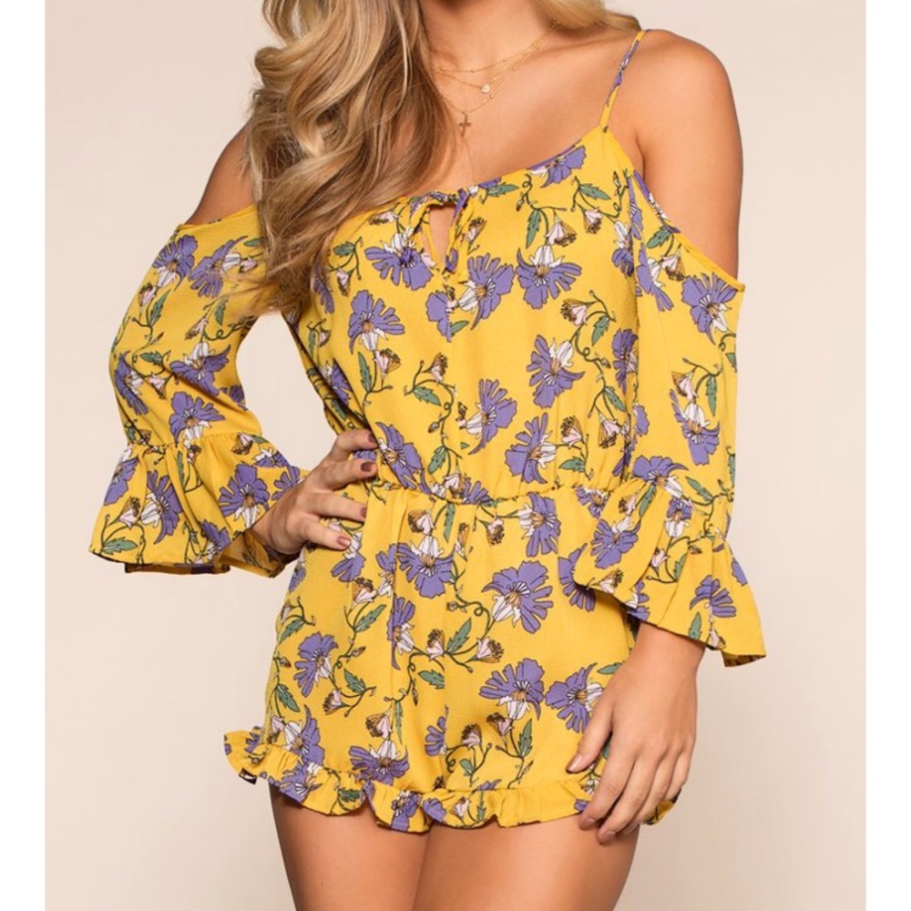 Asos yellow/gold floral romper